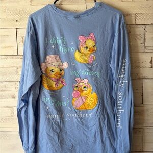 Simply Southern womens large blue long sleeve I don’t have my ducks in a row